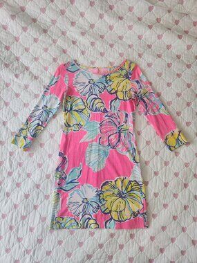 Lilly Pulitzer Marlowe Dress 100% Cotton Swept By The Tides Print Size XS